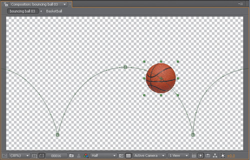 You can tell just from the graph that this is closer to how a bouncing ball would look over time. You can use Ctrl/Command+Shift+H to show and hide the animation path, or you can look in the Comp panel menu > View Options > Layer Controls.