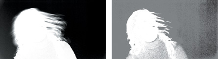 What looks like a good initial Combined Matte (left) turns out to have a lot of semi-transparent pixels where you ideally want full opacity or full transparency in Status view (right).