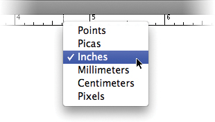 The ruler’s context menu lets you specify any of the measurement systems that Illustrator supports.