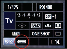 The LCD shows how much charge is left on your battery.