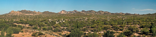 I used Adobe Photoshop to combine all of the exposures into one large panoramic image.