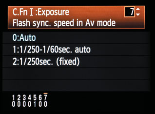 Setting the Sync Speed When Using Flash in Av Mode