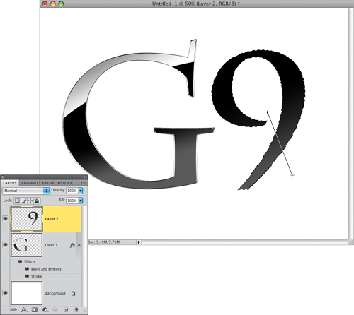 Letter or Shape Double-Gradient Reflection