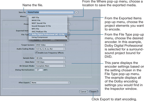 Exporting from Soundtrack Pro