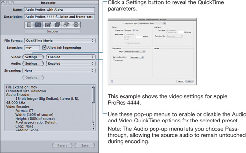 Choosing Settings in the Inspector