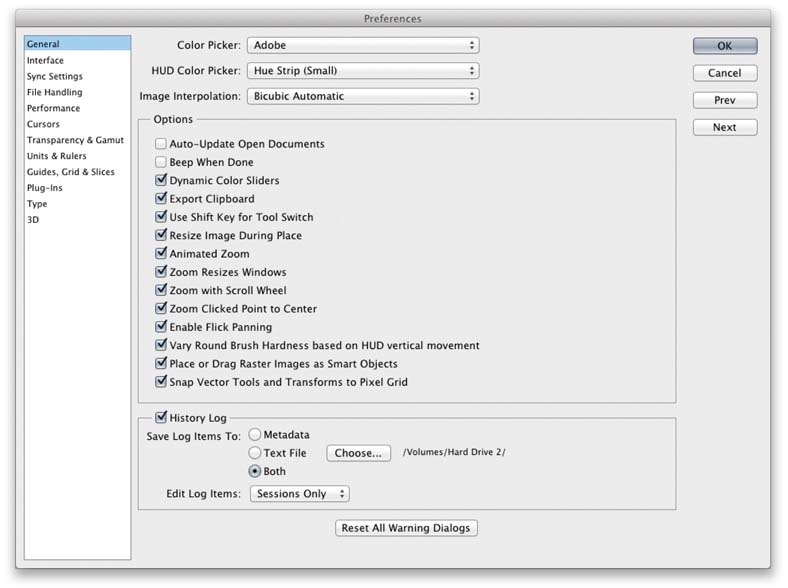 Figure 2.9 The General preferences dialog.