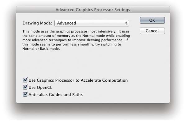 Figure 2.22 The Advanced Graphics Processor Settings dialog. This offers three drawing mode levels: Basic, Normal and Advanced.