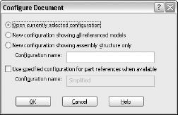 The Configure Document dialog box, which appears when you use the Advanced option in the Open dialog box