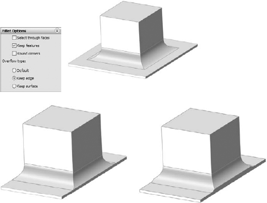 The Keep Edge option and the Keep Surface option