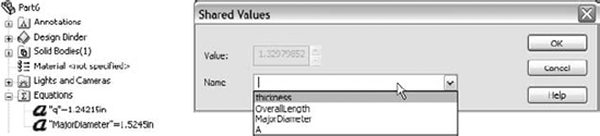 Link values listed in the FeatureManager, and the Shared Values interface