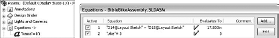 An assembly equation driving one part from another