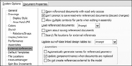 The Tools Options External References pane