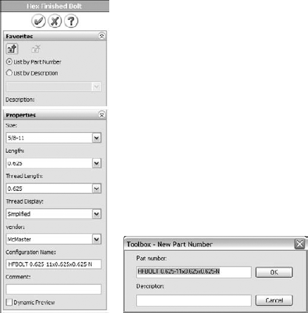 Adding a part number and description to a new Toolbox part