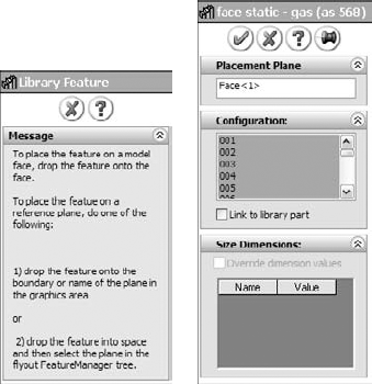 Placing the feature and selecting the configuration