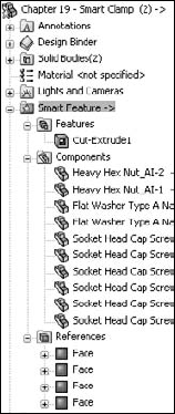 Part of the FeatureManager of a Smart Component