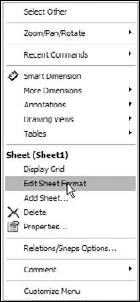 Selecting the edit sheet format