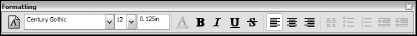 The Formatting toolbar