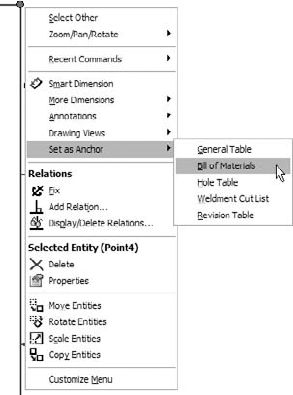 Setting a BOM table anchor