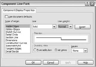 The Component Line Font dialog box