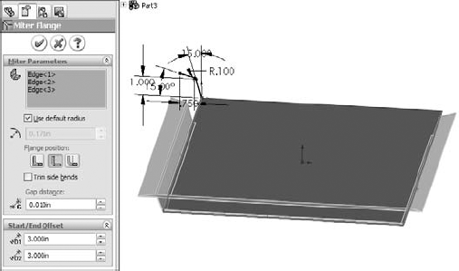 Specifying the Miter Flange settings