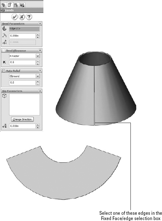 Selecting a straight edge for a conical part