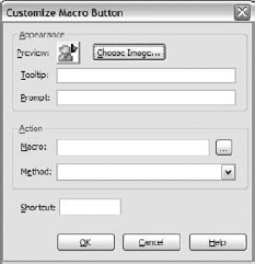 The Customize Macro Button dialog box