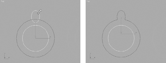 Combine the two splines using the Spline Boolean tools.