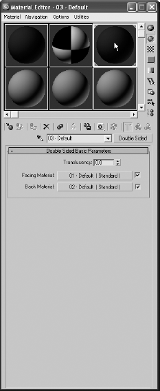 A Double Sided material allows you to assign two materials to either side of a surface.