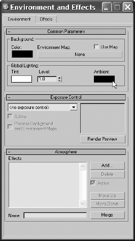 The Environment and Effects window