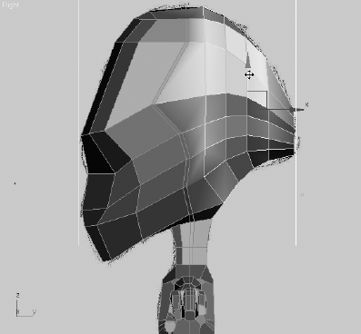 The modeled head after the front and sides are blocked out