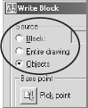 WBLOCK options for saving a DWG file