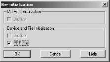 Re-initialization dialog box