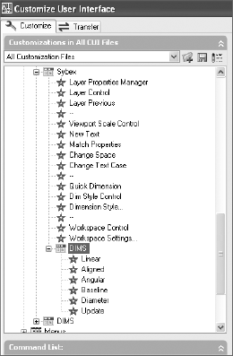 CUI panel for the custom toolbar in Figure 3.17