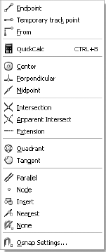 Customized OSNAP cursor menu