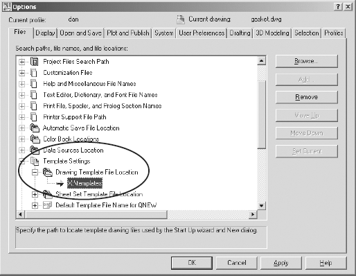 Changing the default template file location