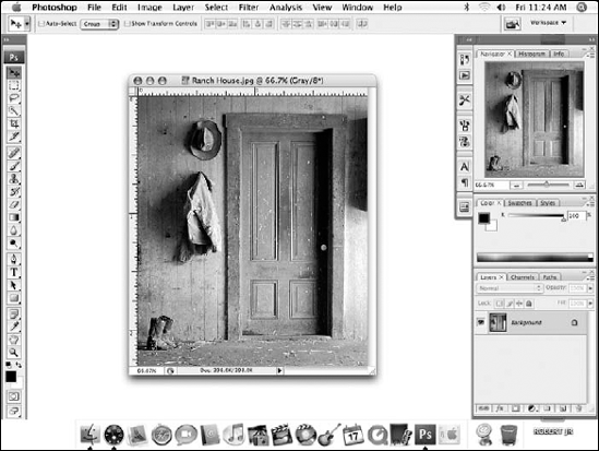 The Photoshop CS3 workspace as it looks on a Mac.