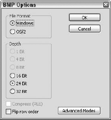 Want to save an image for use as your desktop? Choose Bitmap as your file format, and respond to this dialog box.