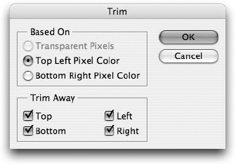 To quickly snip away transparent areas from the edges of an image, use the Image Trim command.