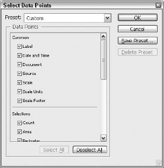 Decide how much or how little you want to know about each of the data points you record with the Record Measurements tool.