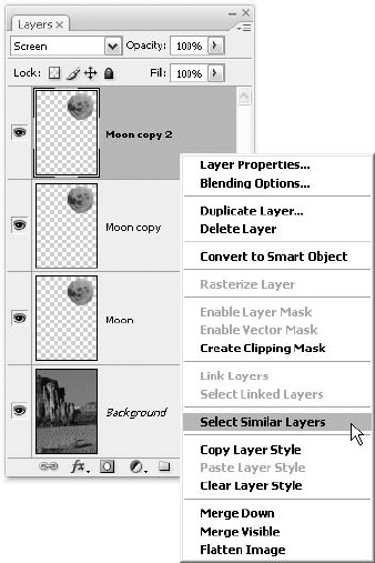Choose Select Similar Layers to grab all the layers that have much in common.