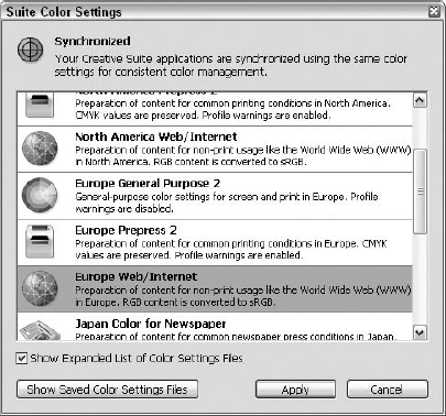 More, more, more: You have 18 more color settings to choose from, including North America Prepress 2 and North America Web/Internet.