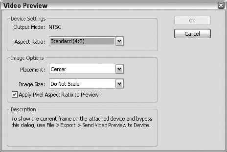 Set your Video Preview settings, and check to see if your aspect ratio is set properly for your designated device.