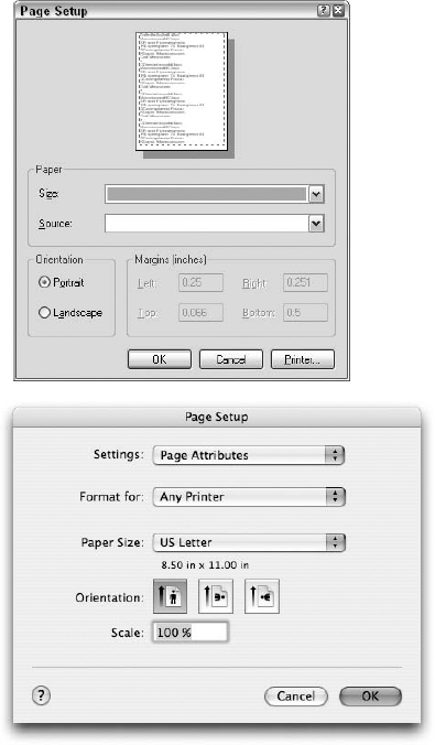 Use the File Page Setup dialog box to choose the page size and image orientation.