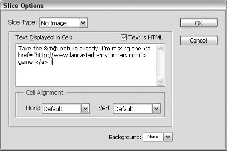 Available only inside the Save For Web & Devices dialog box, select the Text is HTML option to properly interpret HTML tags in the text-entry area.