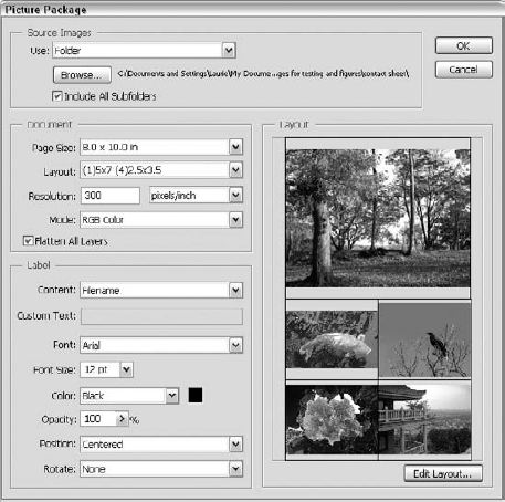 Save a tree: Print a Picture Package. By tiling several images on a single sheet of paper — how about photo paper? — you can share one image in several sizes or multiple images in a variety of layouts.