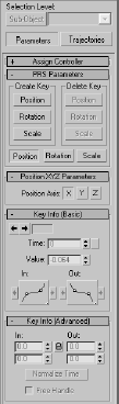 The Parameters in the Motion panel allow you to edit keyframes of an object's animation.