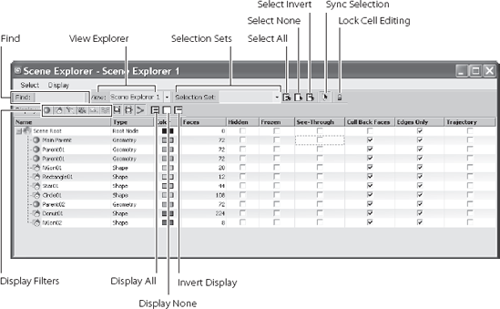 The Scene Explorer window