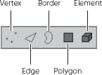 The sub-object icons for an editable poly