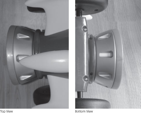 The thruster seen from above and below