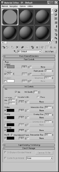 The Ink 'n Paint material's parameters